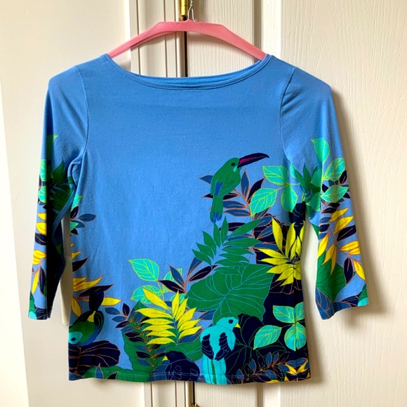 Talbots | Tops | Talbots Brand Tropical Blue Bird Tee Shirt | Poshmark